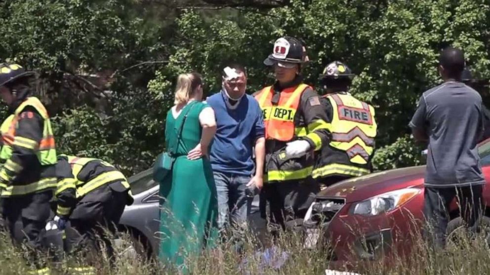 PHOTO: Two people were killed and another nine injured when a van flipped and ejected all 11 people in Attleboro, Mass., on Saturday, June 8, 2019.