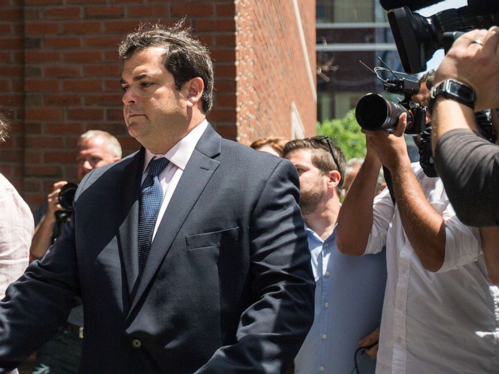 PHOTO: Stanford University sailing coach John Vandemoer walks into the John Joseph Moakley United States Courthouse on June 12, 2019 in Boston, Mass.