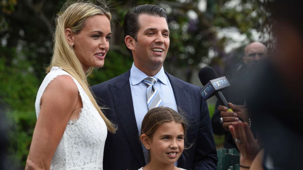 Vanessa Trump, Donald Trump, Jr., and daughter Kai attend the 139th White House Easter Egg Roll at The White House on April 17, 2017 in Washington.