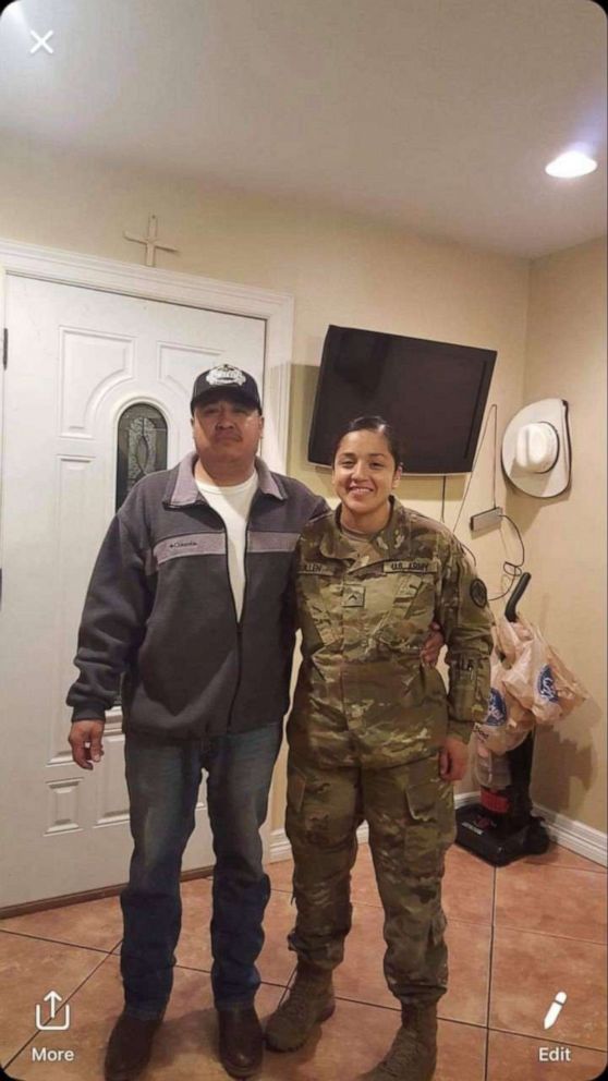 PHOTO: Vanessa Guillen in uniform with her father Rogelio.
