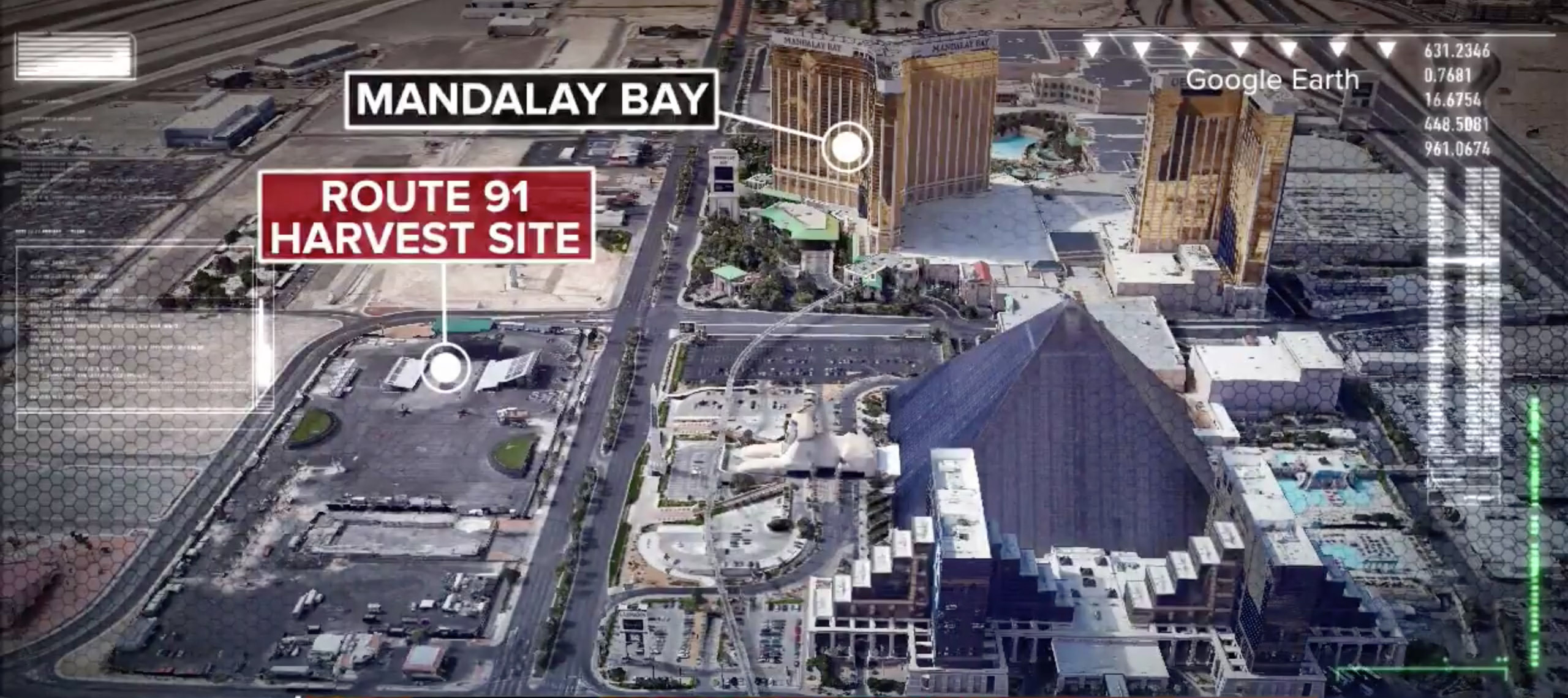 PHOTO:Las Vegas strip shooting after a gunman opens fire near Mandalay Bay casino, Oct 1, 2017.