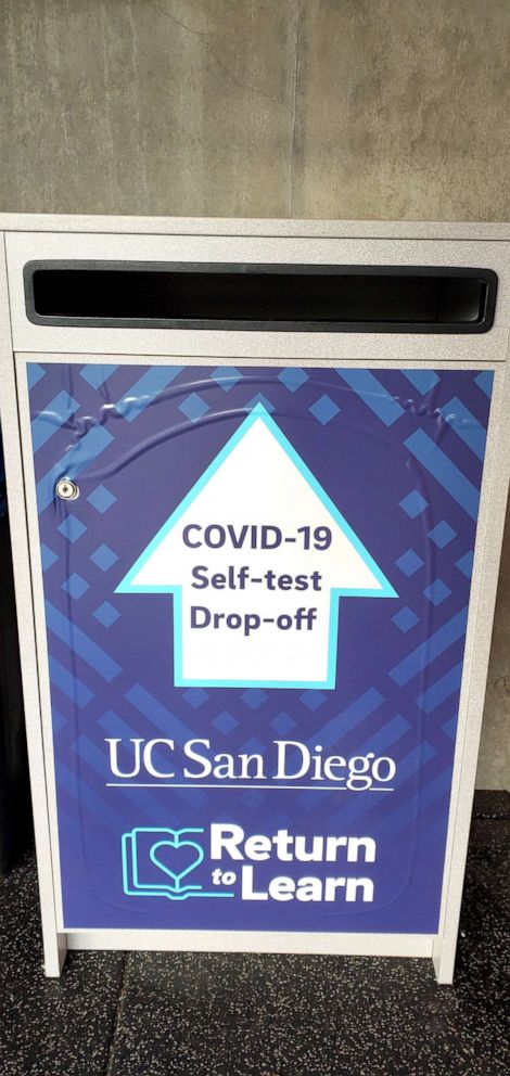 PHOTO: The University of California San Diego has rolled out first-of-its-kind vending machines to distribute COVID-19 test kits for students living on campus.
