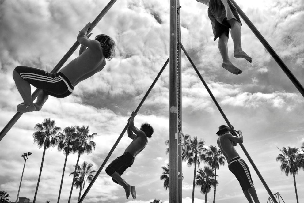 PHOTO: Challenge Monday - Venice Dynamics is a group of calisthenics enthusiasts who meet regularly in the sand pit by Muscle Beach to exer-cise together.