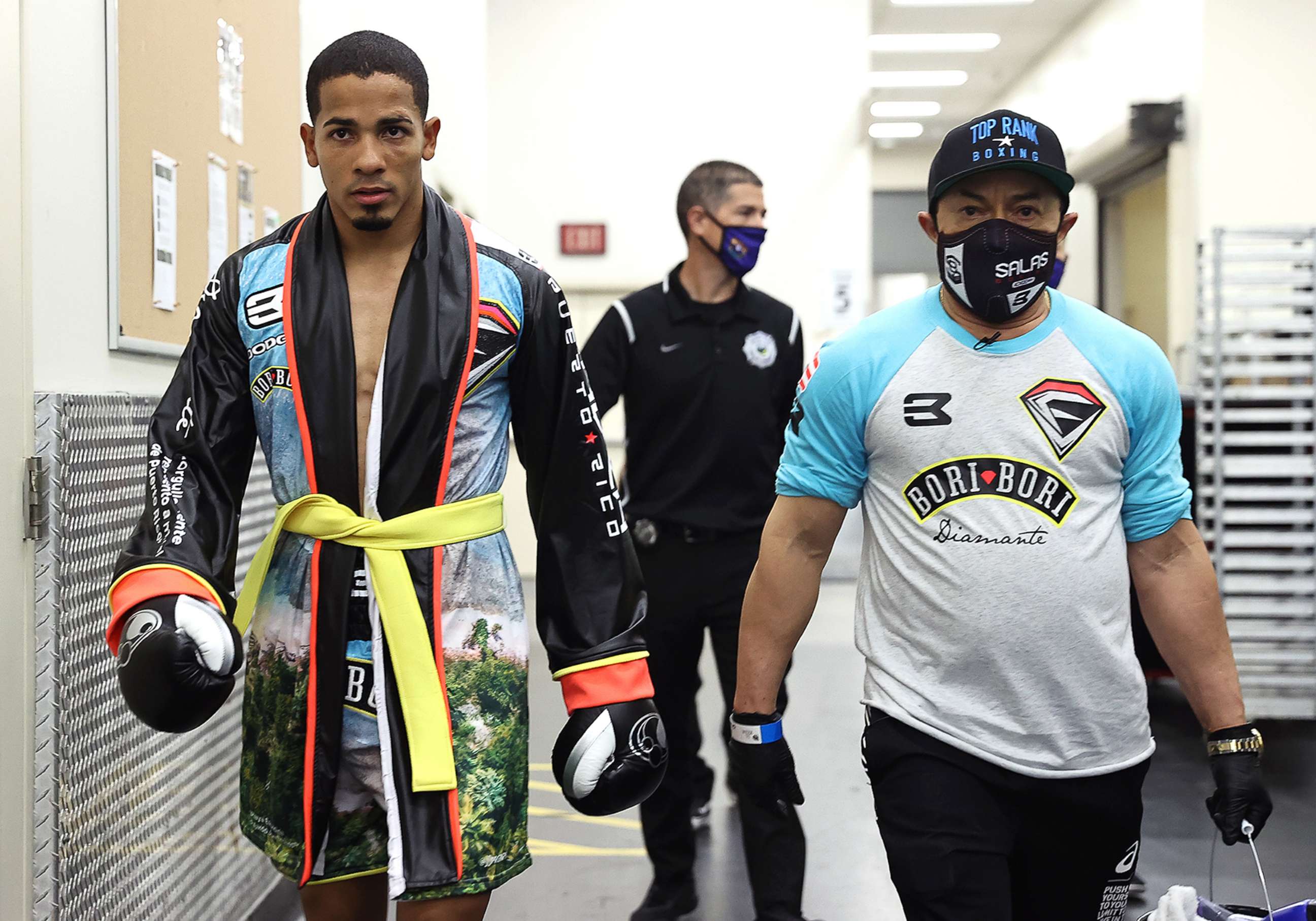 PHOTO: Felix Verdejo walks to the ring before in Las Vegas on July 16, 2020.