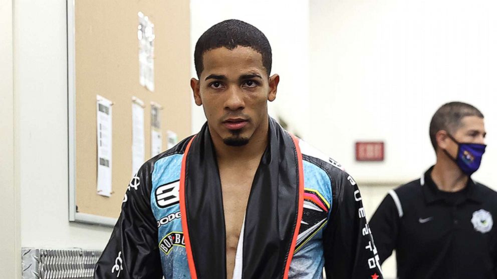 PHOTO: Felix Verdejo walks to the ring before in Las Vegas on July 16, 2020.