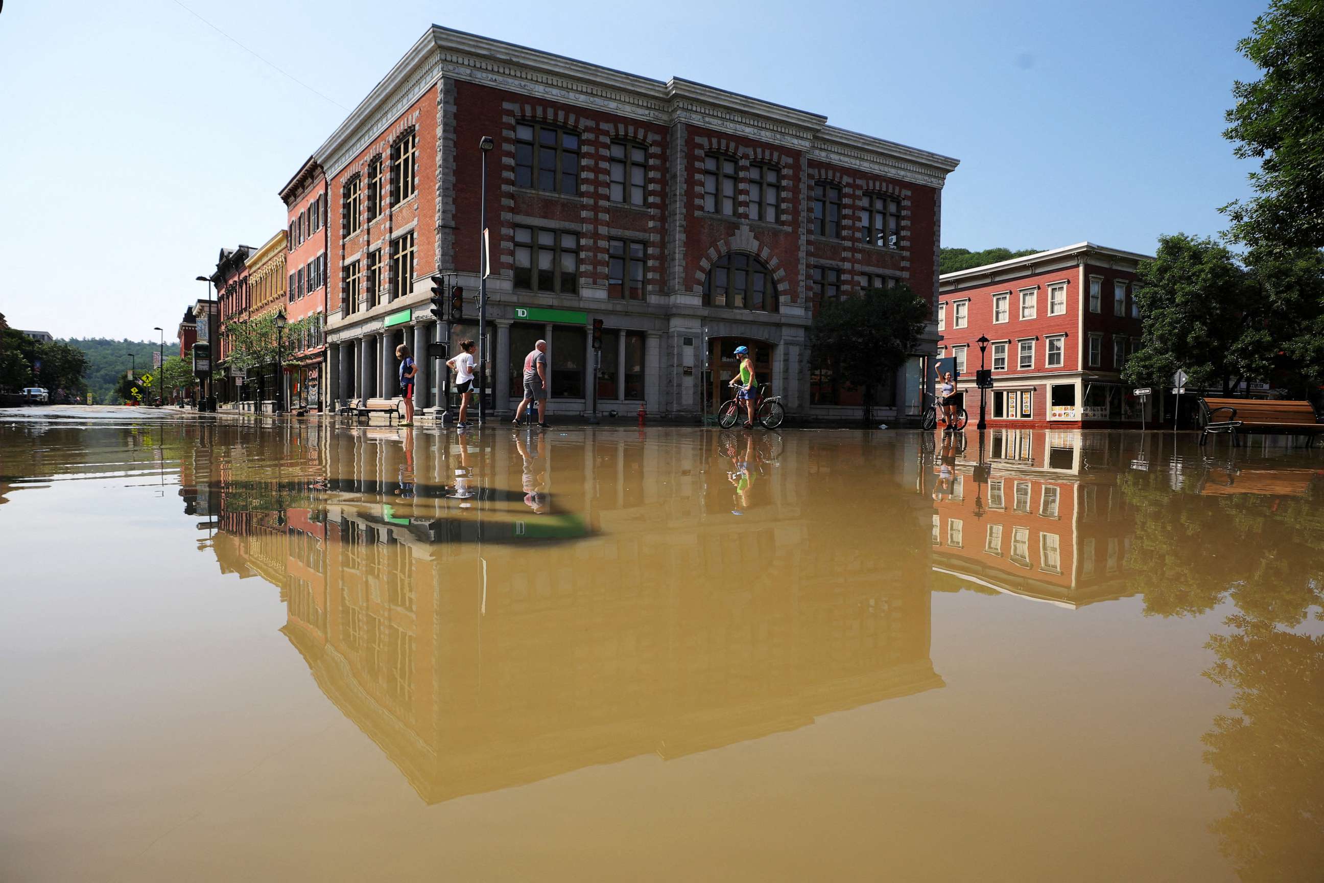 PHOTO: Residents look over the damage after flooding from recent rain storms in Montpelier, Vermont, July 11, 2023.