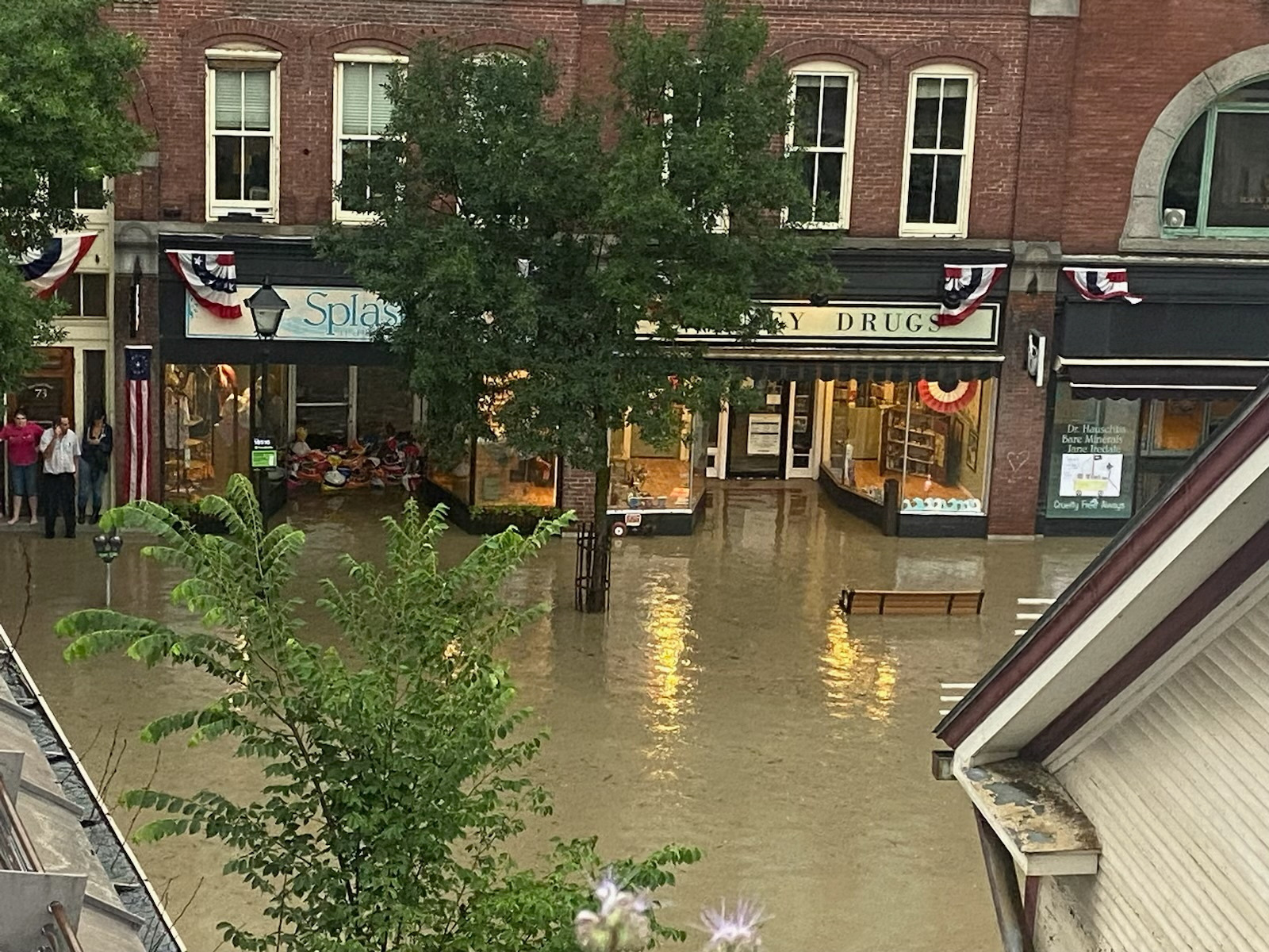 PHOTO: A general view of a flooded road, in Montpelier, Vt., July 10, 2023.