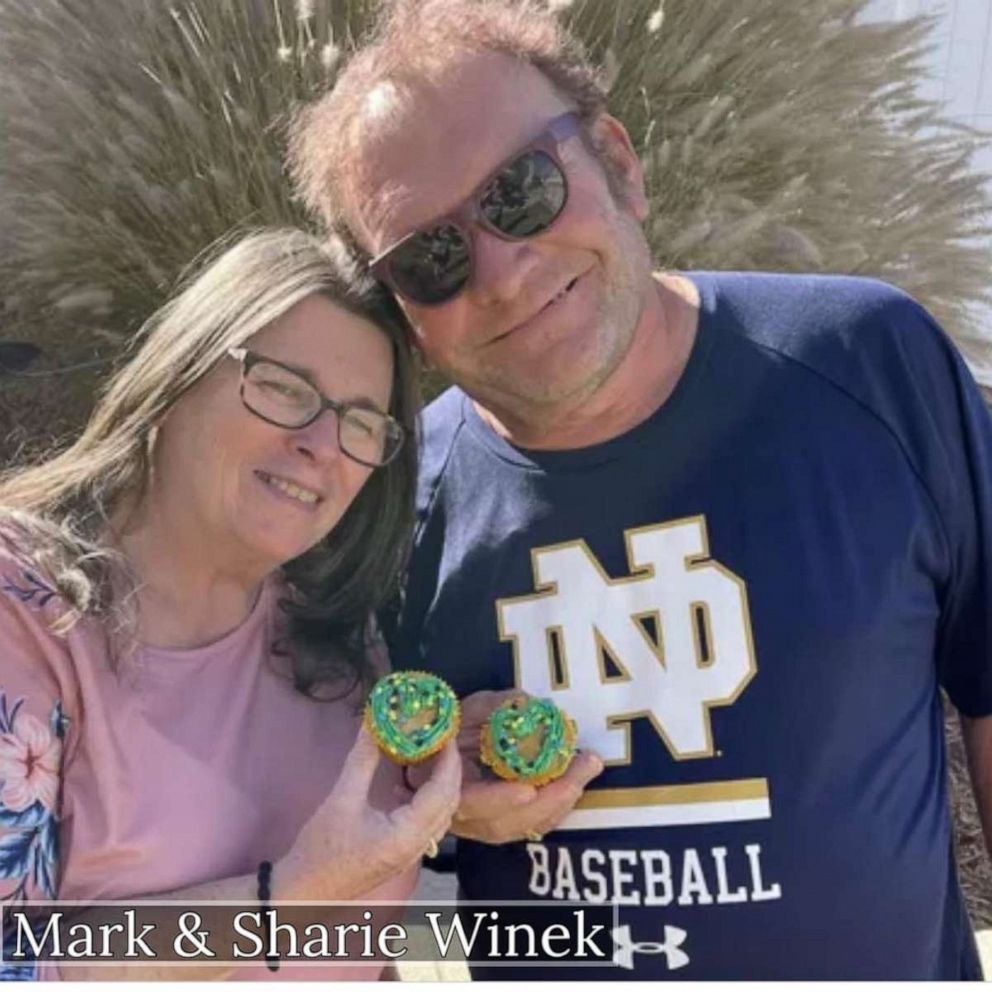 PHOTO: Sharie Winek, 65, and her husband Mark Winek, 69, are shown in a photo released by the Riverside Police Department. The couple was found inside the house in Riverside, CA, and it was determined they were victims of an apparent homicide.