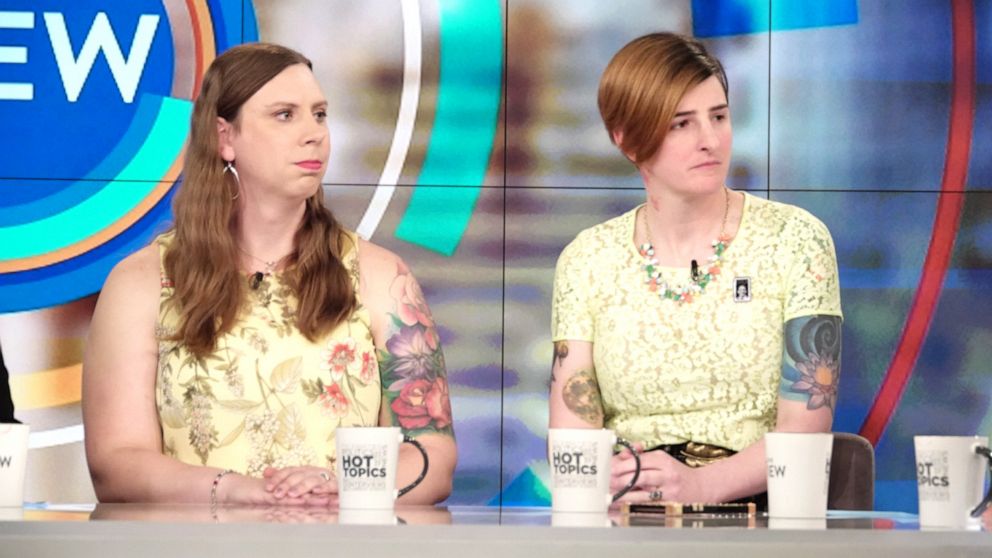 PHOTO: Sgt. Patricia King and Army Capt. Jennifer Peace talk about what's at stake for transgender troops with Trump's new policy at "The View" on Wednesday, April 10, 2019.
