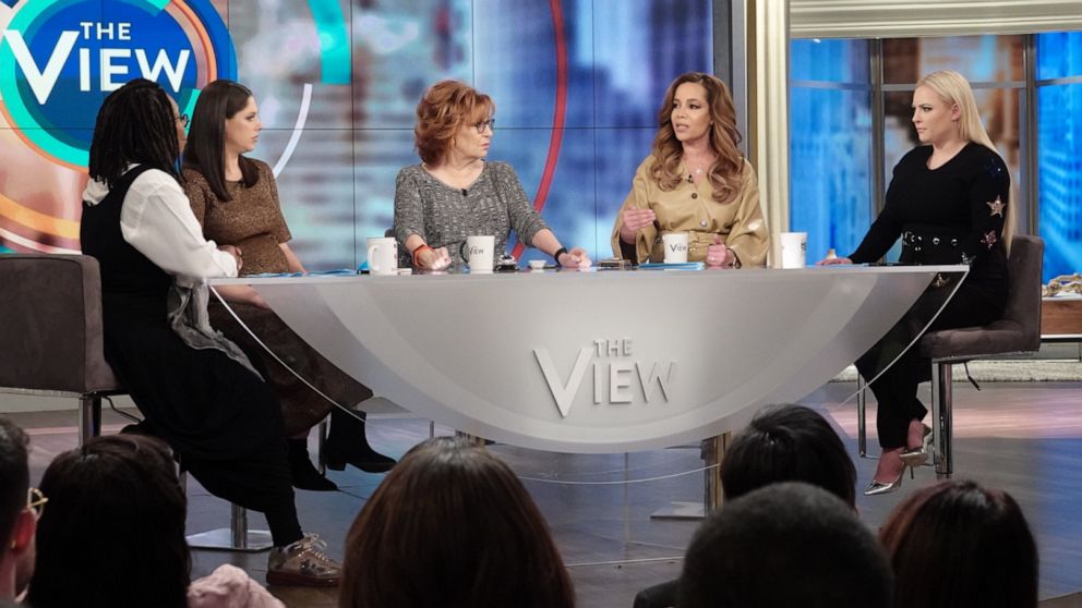 "The View" co-hosts Whoopi Goldberg, Abby Huntaman, Joy Behar, Sunny Hostin, and Meghan McCain discuss Joe Biden's response to Lucy Flores' accusations against him, April 1, 2019.