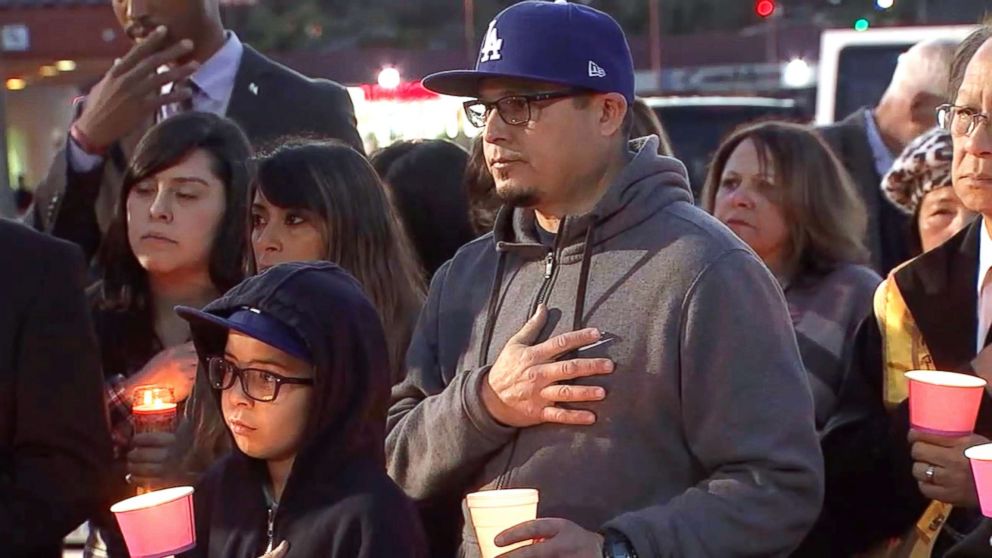 PHOTO:People gather for a vigil for an unidentified girl found dead in Hacienda, Calif., March 7, 2019.