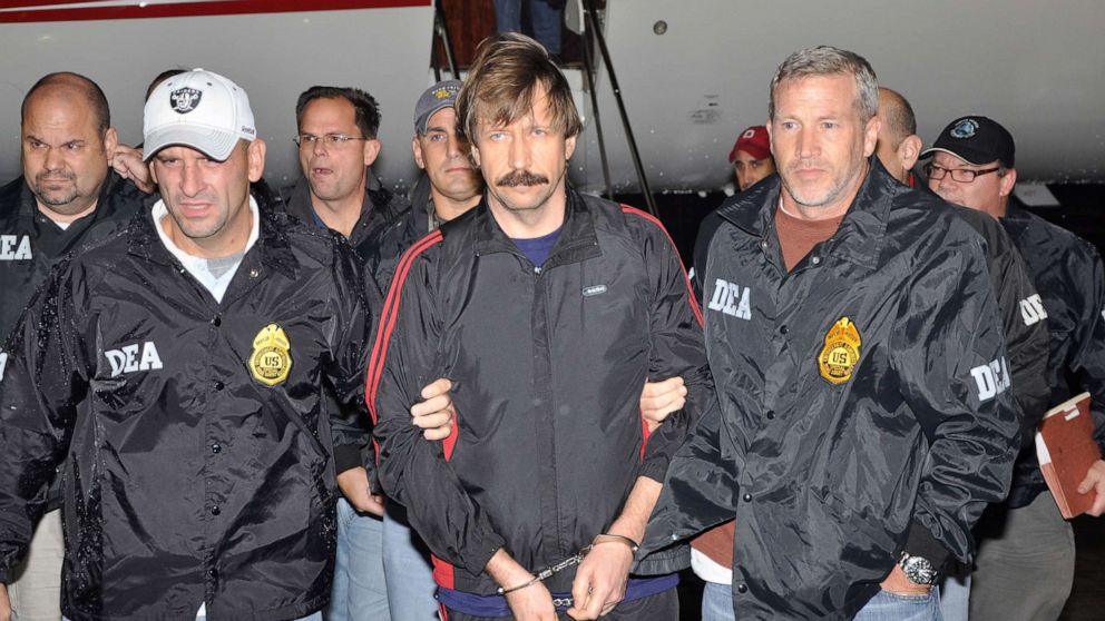 PHOTO: Former Soviet military officer and arms trafficking suspect Viktor Bout deplanes after arriving at Westchester County Airport, Nov. 16, 2010, in White Plains, New York. 