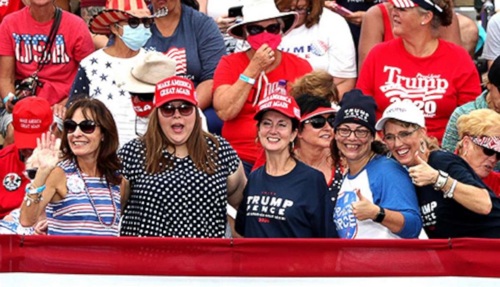 PHOTO: Supporters cheer during a "Make America Great Again Victory Rally," Oct. 23, 2020, at The Villages, a retirement community in Florida.
