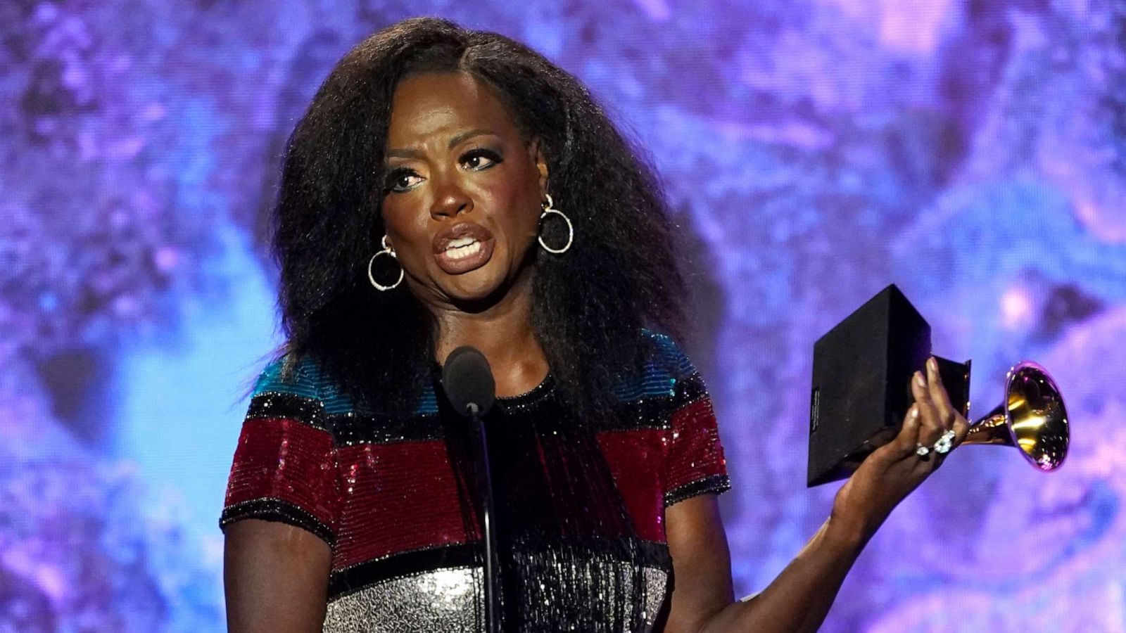 PHOTO: Viola Davis accepts the award for best audio book, narration, and storytelling recording for "Finding Me: A Memoir" at the 65th annual Grammy Awards, Feb. 5, 2023, in Los Angeles.