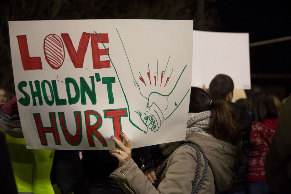 PHOTO: A Bulgarian woman is seen holding a poster during a protest on the International Day for the Elimination of Violence against Women in Sofia, Bulgaria, Nov. 26, 2018.