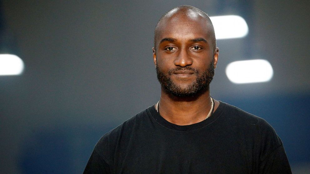 PHOTO: Designer Virgil Abloh appears at the end of his Fall/Winter 2019-2020 women's ready-to-wear collection for his label Off-White during Women's Fashion Week in Paris, Feb. 28, 2019.  