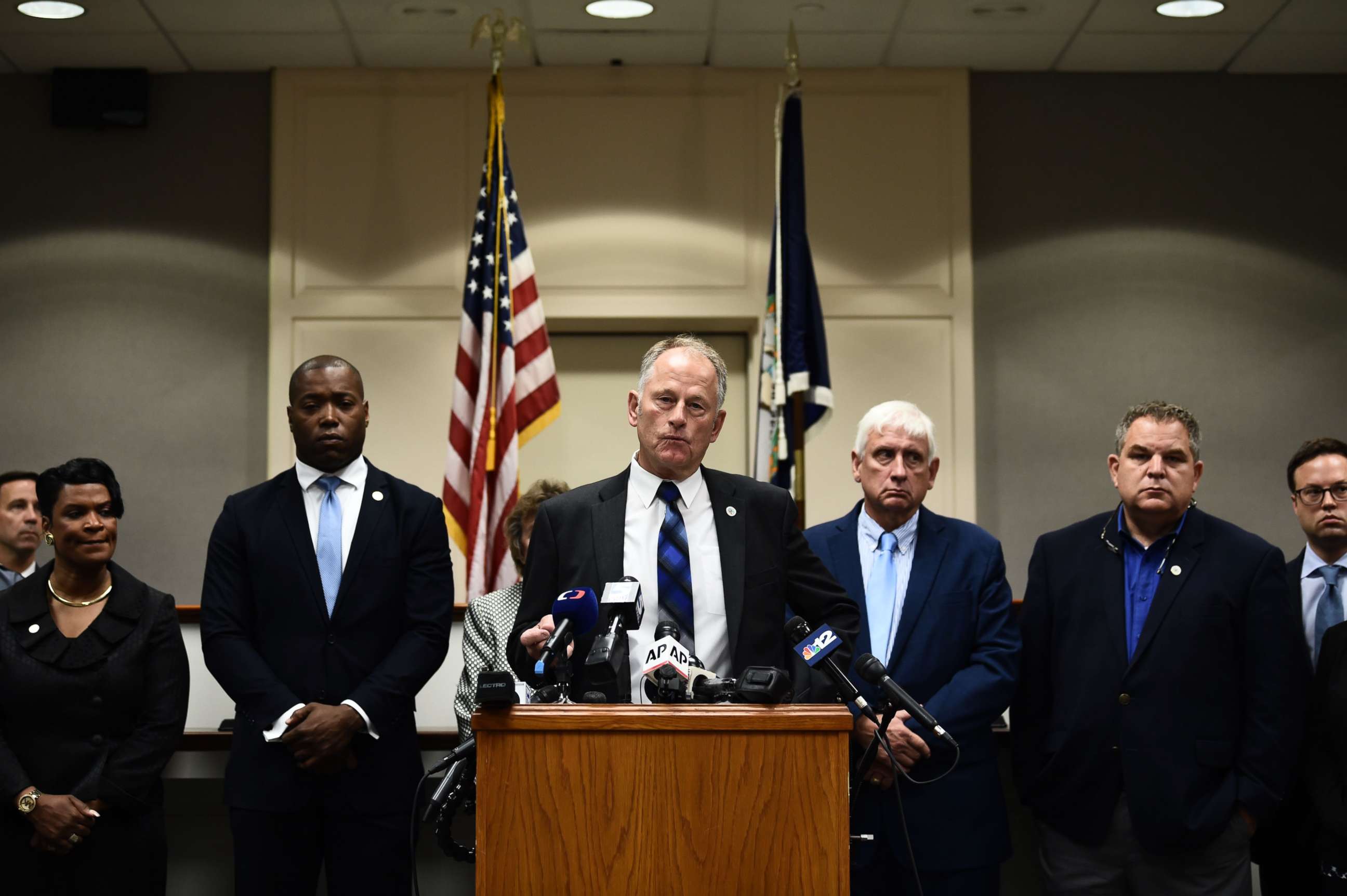 PHOTO: Virginia Beach City Manager Dave Hansen speaks to the press on June 1, 2019, in Virginia, Beach, Va

