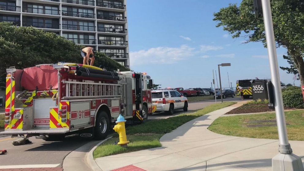 PHOTO: For the second time in a day, first responders have recovered the body of someone who drowned in the Chesapeake Bay off of a Shore Drive beach, on July 3, 2022, in Virginia Beach, Va.