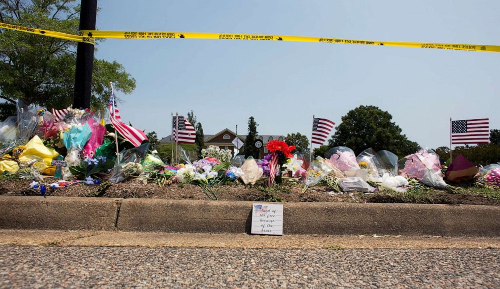 PHOTO: This June 3, 2019, photo shows the memorial site honoring victims of a mass shooting  at the Virginia Beach Municipal Center in Virginia Beach, Va.