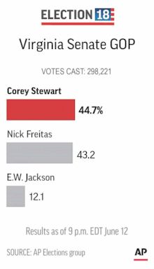 PHOTO: Graphic shows results of Virginia Senate Republican primary.