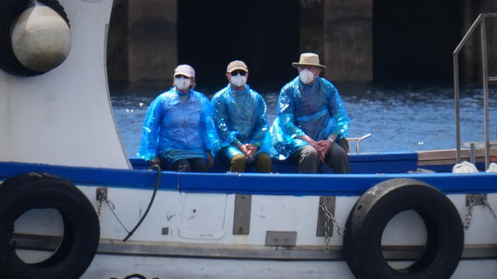 PHOTO: Passengers are disembarked from the hantavirus-stricken cruise ship MV Hondius at the port of Granadilla in Tenerife, Canary Islands, Spain, May 10, 2026.