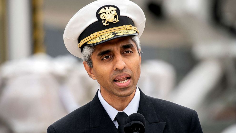 PHOTO: U.S. Surgeon General Vivek Murthy delivers remarks after a shipment of infant formula, sent in through Operation Fly Formula, arrived at Dulles International Airport in Dulles, Virginia, on May 25, 2022.