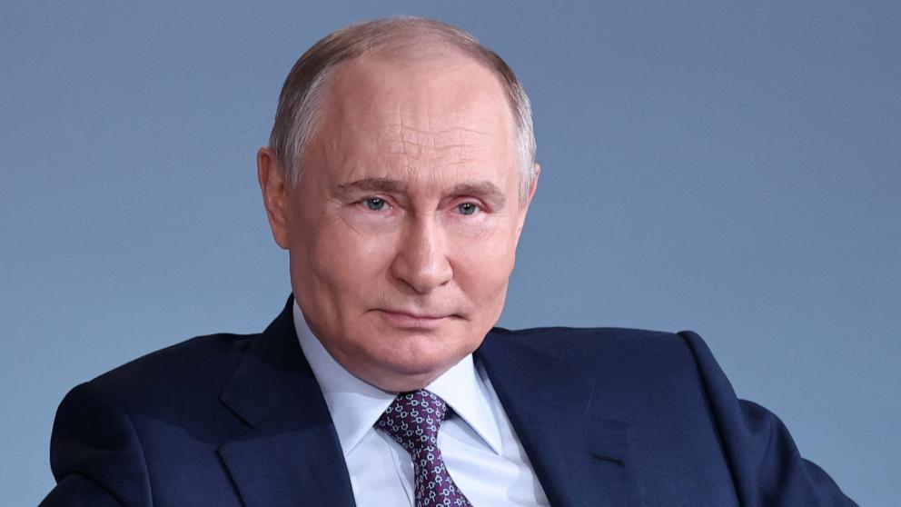 PHOTO: Russian President Vladimir Putin attends a session of the educational marathon "Knowledge. First" in Moscow, Russia, April 30, 2025.