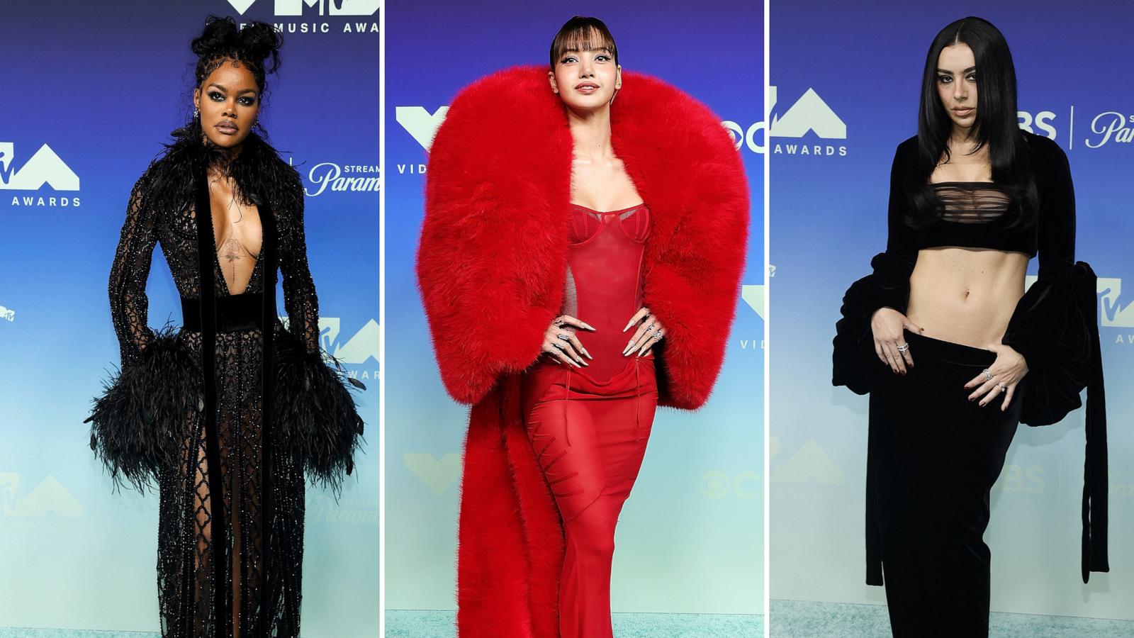 PHOTO: Teyana Taylor, LISA and Charli XCX arrive for the MTV Video Music Awards, Sept. 27, 2026, in Los Angeles.