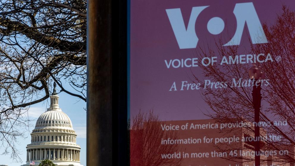 PHOTO: The Voice of America headquarters building is seen near the U.S. Capitol in Washington, Mar. 17, 2025.