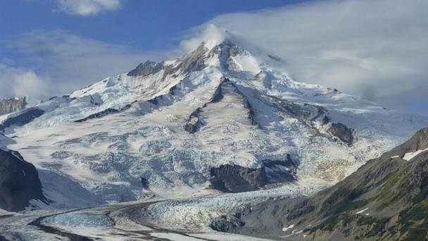 The Iliamna volcano is shown in Lake Clark National Park and Preserve in Alaska.
