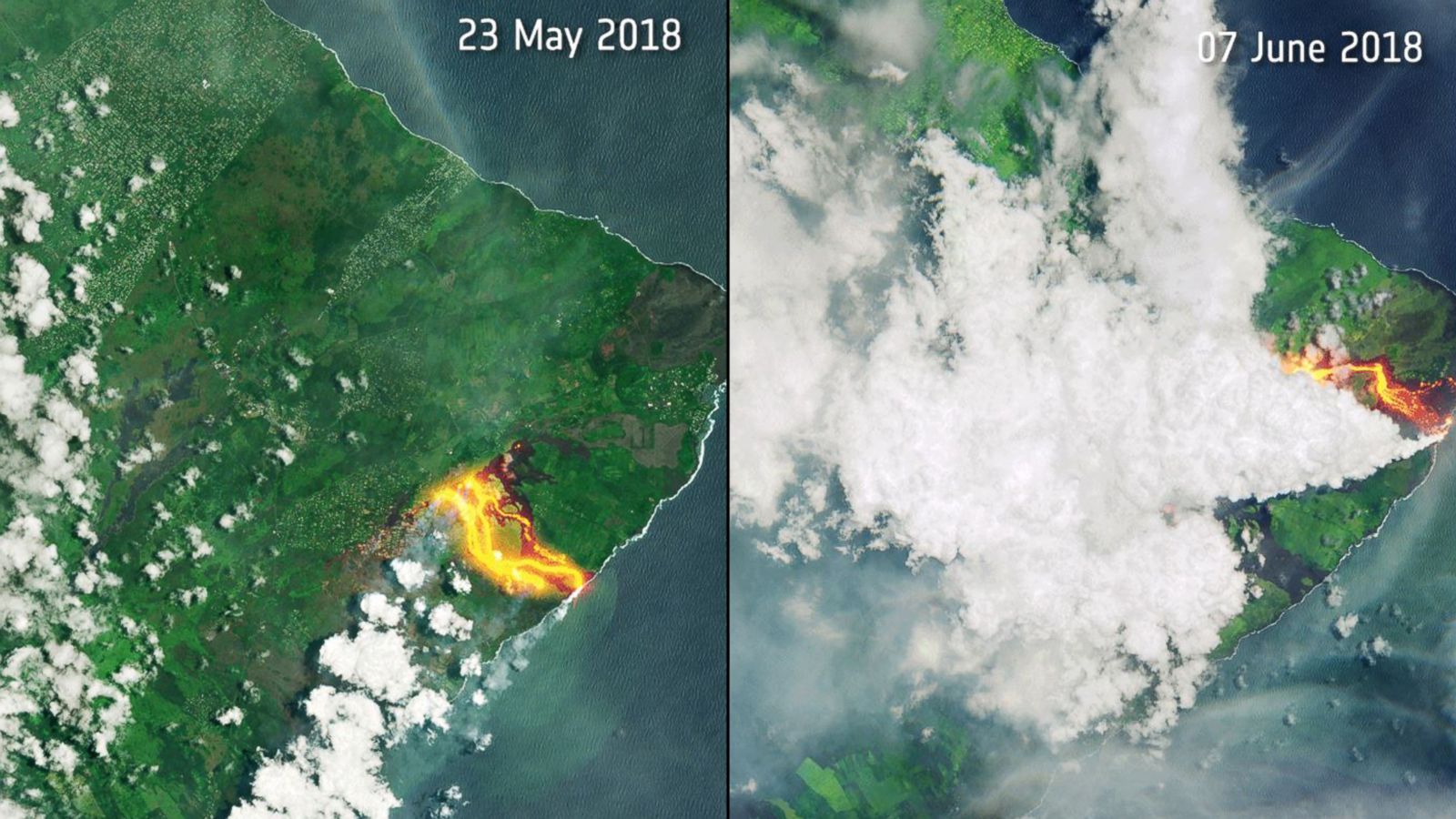 Satellite Images Show Effects Of Kilauea Volcano S Latest Eruption On Hawaii S Big Island Abc News