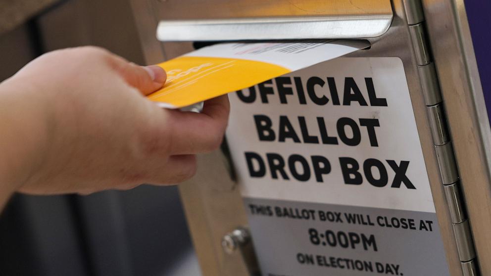 PHOTO: A person casts their ballots at St. Mary's Episcopal Church during the first day of early voting in Los Angeles, October 24, 2026.
