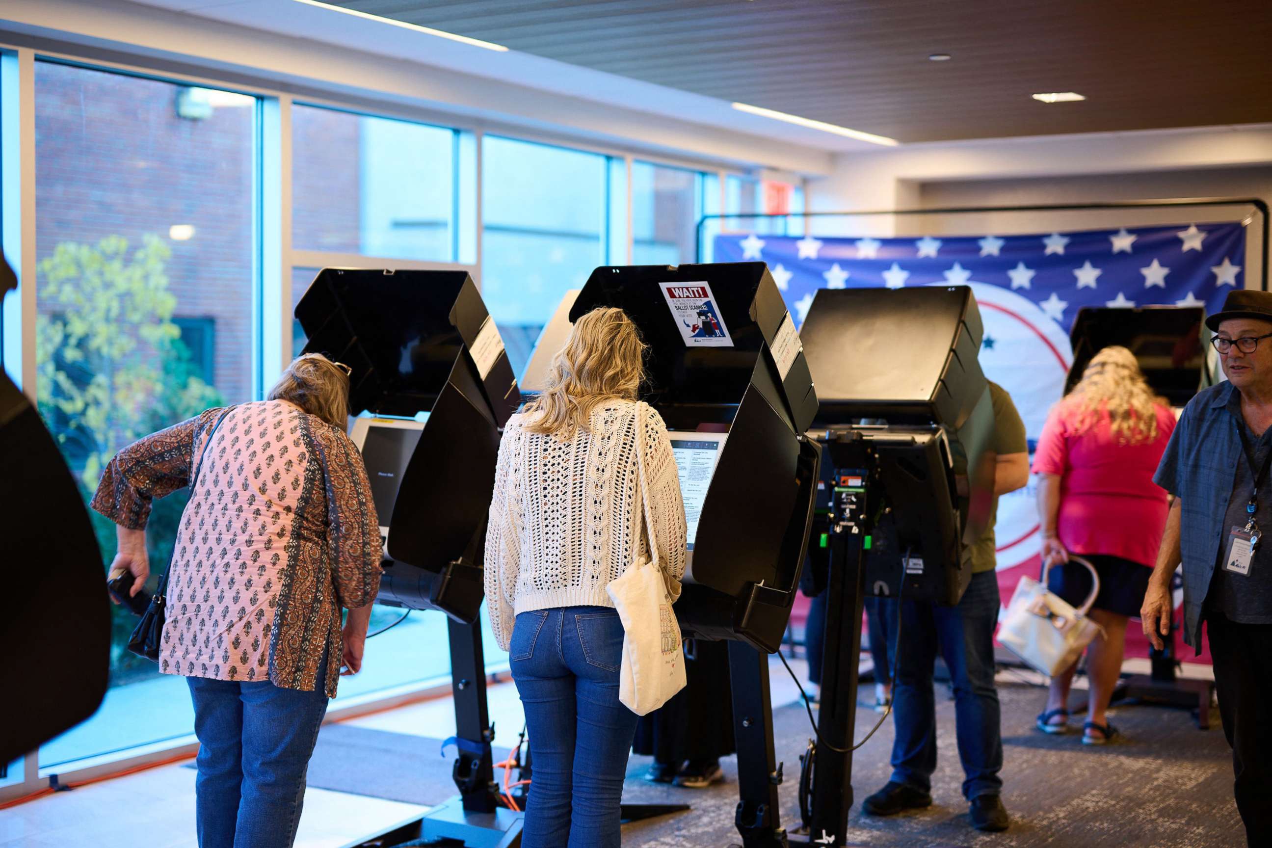 PHOTO: Voters cast their ballots at the Lake County Board of Elections headquarters in Painesville, Ohio, on Nov. 6, during early voting for the 2022 midterm elections.