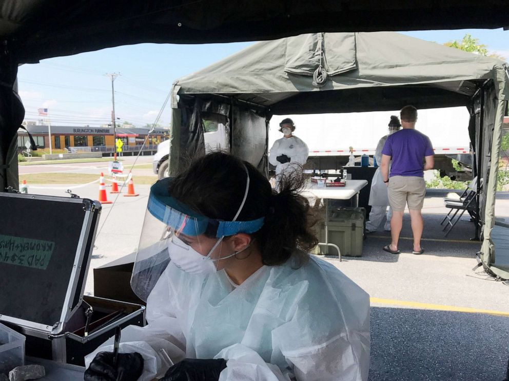 PHOTO: Health officials prepare to screen Vermonters for COVID-19 at a pop-up test site at Champlain Elementary School on July 23, 2020.

Bur20200723 Covid Testing 02