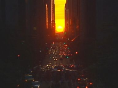 Twice a year, the sun sets in perfect alignment with Manhattan's cross-streets.