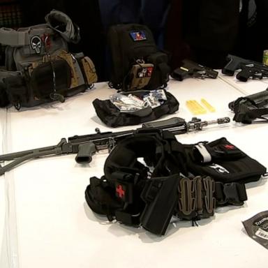 Prosecutors said police found an arsenal of homemade guns and explosives in an apartment in Queens, New York.