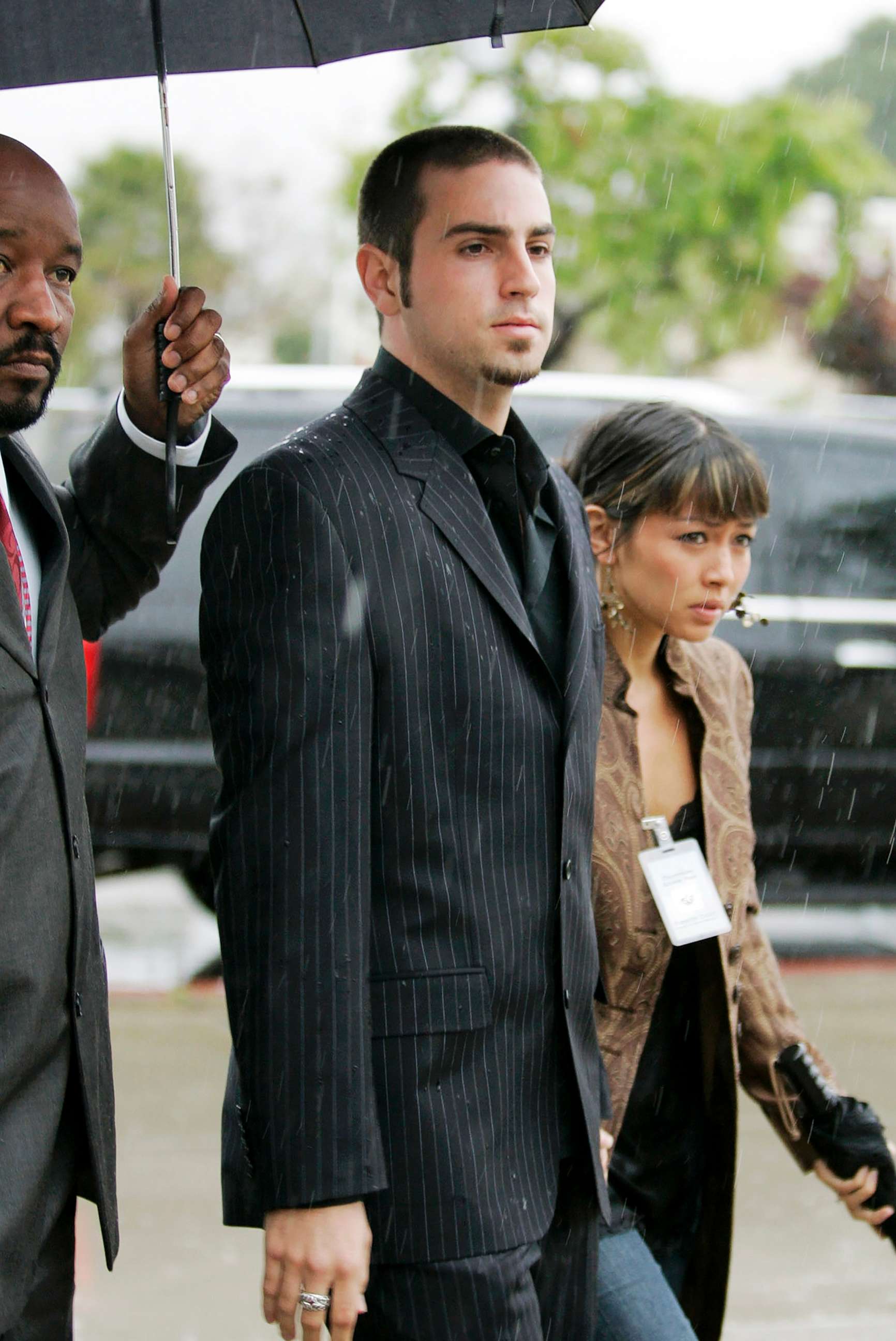 PHOTO: In this May 5, 2005 file photo, defense witness for the Michael Jackson child molestation trial, Wade Robson, center, arrives for court at the Santa Barbara County Courthouse in Santa Maria, Calif.