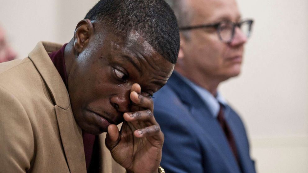 PHOTO: James Shaw Jr. wipes his tears as he was praised during a press conference in Nashville, Tenn., April 22, 2018.