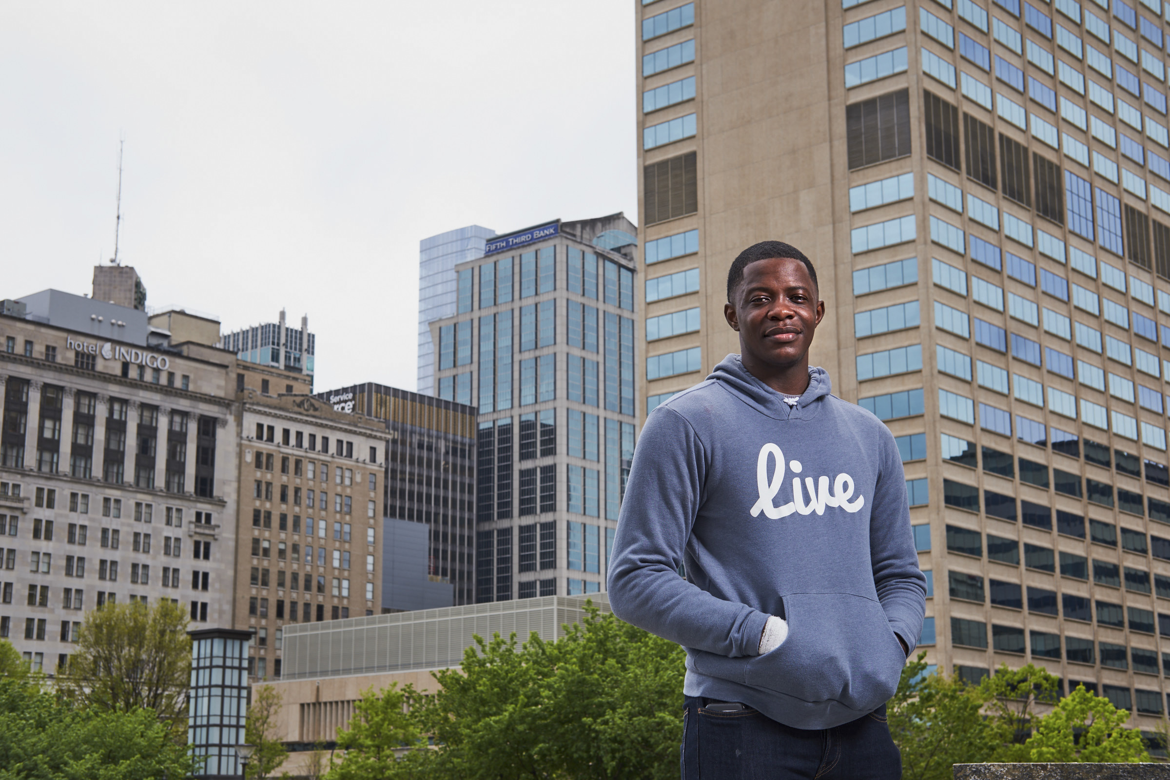 PHOTO: James Shaw Jr., who disarmed the man who opened fire at a Waffle House, poses for a photo in Nashville, Tenn., April 23, 2018.