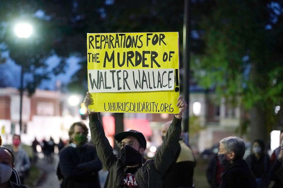 PHOTO: Protesters gather for a march on Oct. 27, 2020 over the death of Walter Wallace, a Black man who was killed by police in Philadelphia on Oct. 26, 2020.