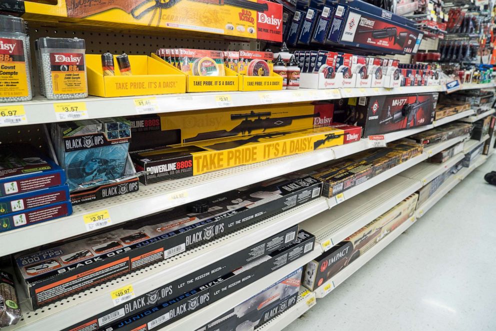 PHOTO: Walmart in Fort Worth, Texas sells a variety of rifles BB's, and ammunition, June 26, 2015.