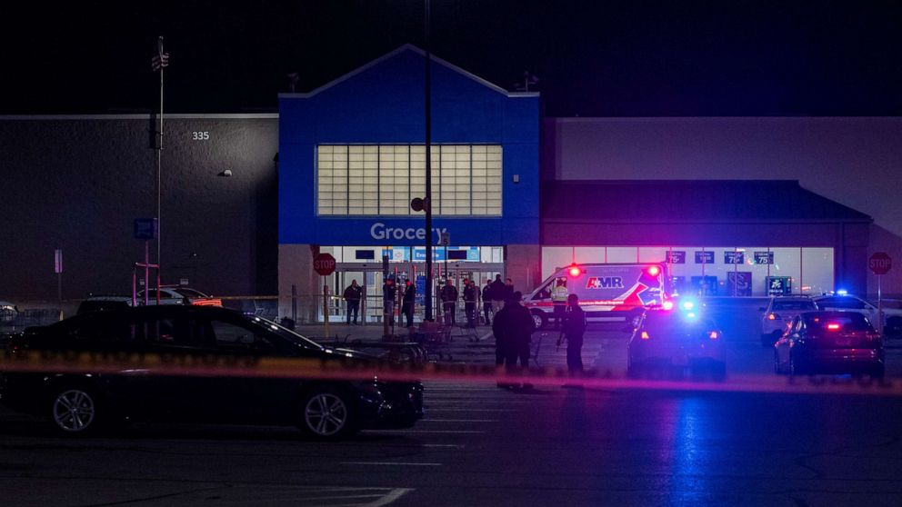 PHOTO: Emergency responders work the scene of a shooting at the West Side Walmart located at 335 S. Red Bank Road in Evansville, Ind., Jan. 20, 2023.
