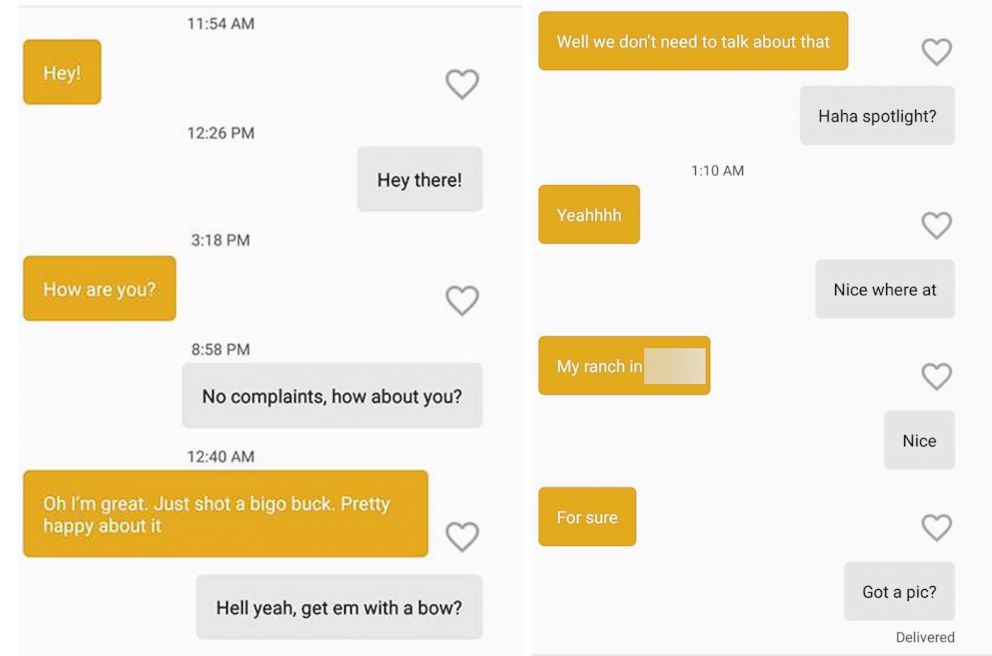 PHOTO: A woman unknowingly told an Oklahoma game warden she had illegally killed a deer while they were having a conversation on a dating app. Oklahoma Game Wardens shared the messages and photos from the dating app on their Facebook page.