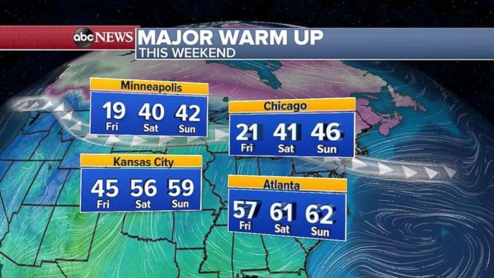 PHOTO: The cold temperatures will break by the weekend across the eastern U.S.