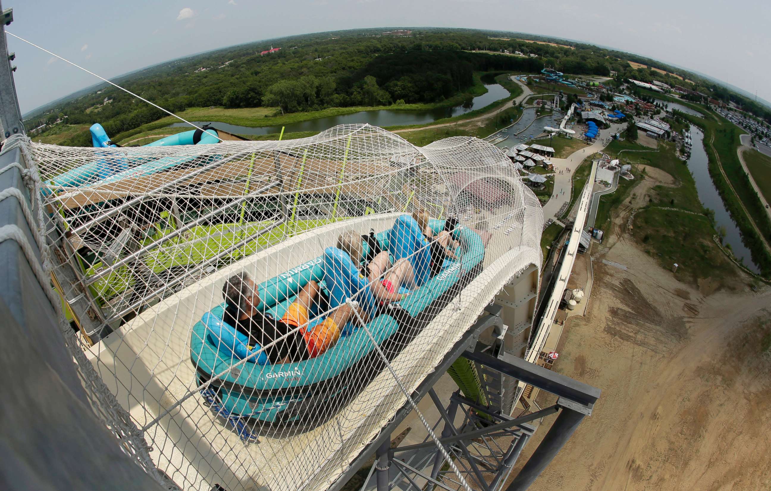 PHOTO: In this July 9, 2014, file photo, riders go down the water slide called "Verruckt" at Schlitterbahn Waterpark in Kansas City, Kan.