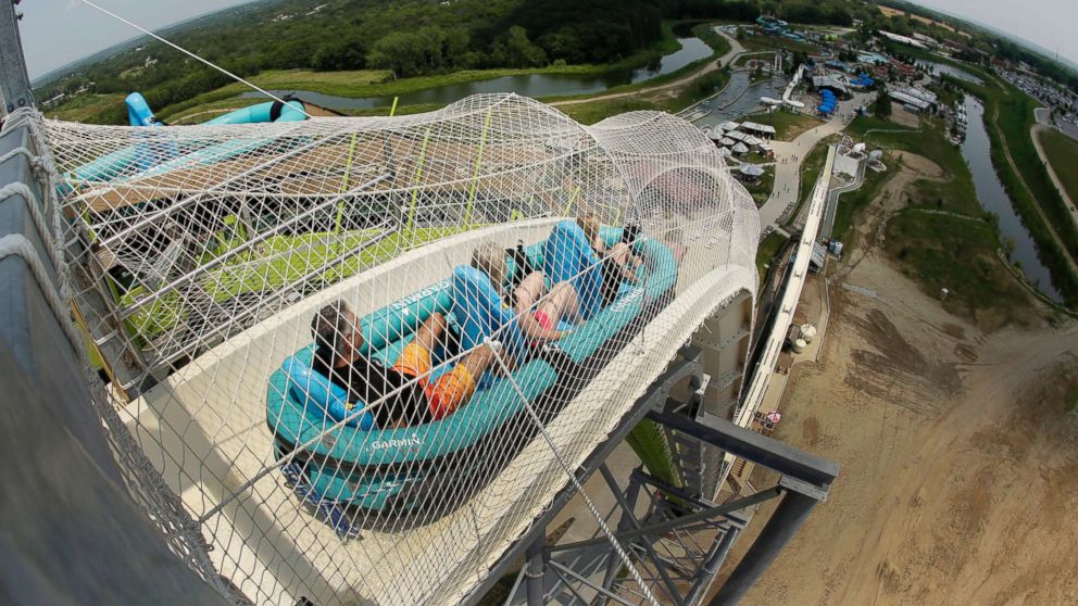 PHOTO: In this July 9, 2014, file photo, riders go down the water slide called "Verruckt" at Schlitterbahn Waterpark in Kansas City, Kan.