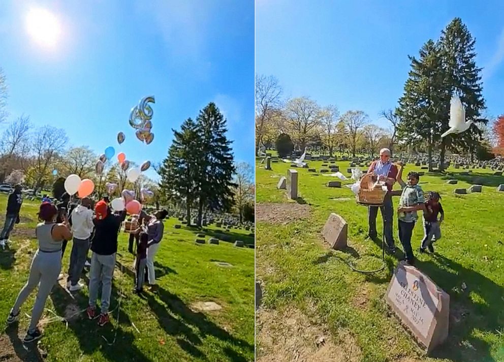 PHOTO: Loved ones of Celestine Chaney, who was killed in the Buffalo massacre, celebrate what would have been her 66th birthday on May 6, 2022, at Forest Lawn Cemetery in Buffalo.