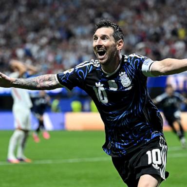 PHOTO: Lionel Messi of Argentina celebrates the team's second goal by Lautaro Martinez against England during their FIFA World Cup 2026 semi-final match in Atlanta, July 15, 2026.