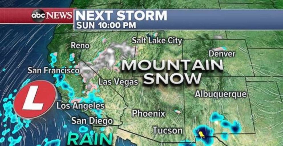 PHOTO: Rain will move onto the California coast line on Sunday night.