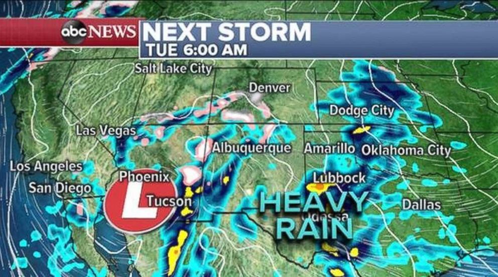 PHOTO: Heavy rain is likely in the Southwest on Tuesday.